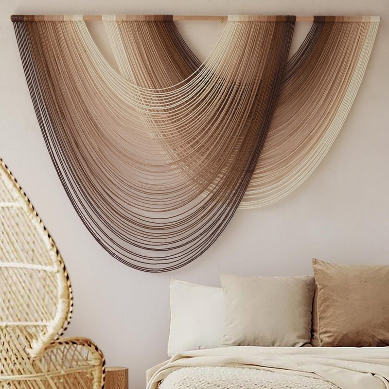 Flber Macrame Wall Hanging Dip-Dye Boho Home Decor Fiber Wall Art Craftsmanship Bedroom Livingroom 57" W x 39" L - Image 3