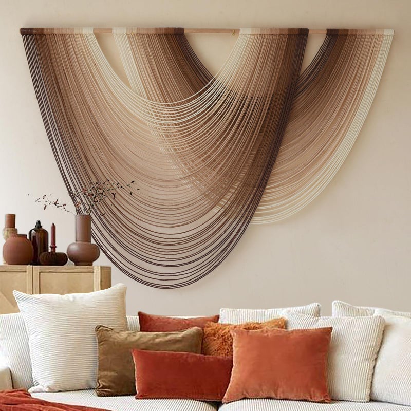 Flber Macrame Wall Hanging Dip-Dye Boho Home Decor Fiber Wall Art Craftsmanship Bedroom Livingroom 57" W x 39" L - Image 2