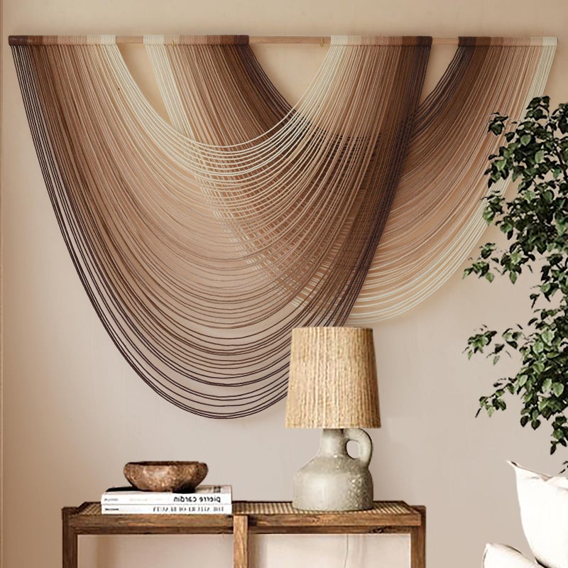 Flber Macrame Wall Hanging Dip-Dye Boho Home Decor Fiber Wall Art Craftsmanship Bedroom Livingroom 57" W x 39" L - Image 1