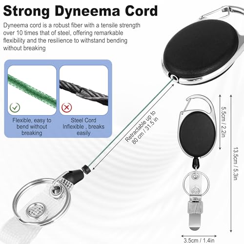 pasezenn 4 Pack Retractable Pen Holder with 31.5" Dyneema Cord, Metal Pen Clip Retractable Pencil Holder Ideal for Carpenters,Nurses, Mechanics, Architects, Office Workers - Image 3
