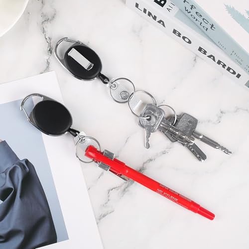 pasezenn 4 Pack Retractable Pen Holder with 31.5" Dyneema Cord, Metal Pen Clip Retractable Pencil Holder Ideal for Carpenters,Nurses, Mechanics, Architects, Office Workers - Image 4
