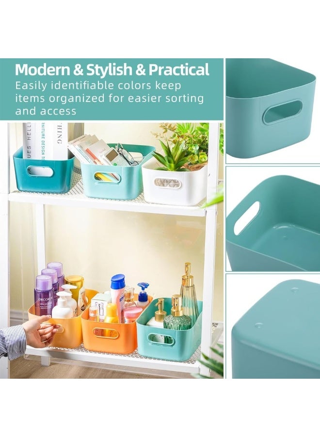 Homify 6 PCS Plastic Storage Basket, 24.5*18*10CM Kitchen Pantry Organizer and Storage, Multicolour Plastic Storage Containers Under Bed, Under Sink Bathroom Organizer - Image 2