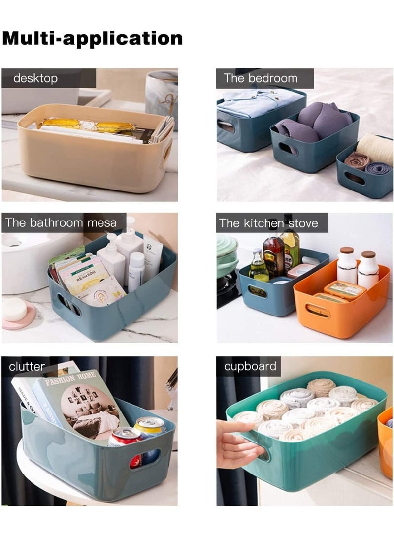 Homify 6 PCS Plastic Storage Basket, 24.5*18*10CM Kitchen Pantry Organizer and Storage, Multicolour Plastic Storage Containers Under Bed, Under Sink Bathroom Organizer - Image 4