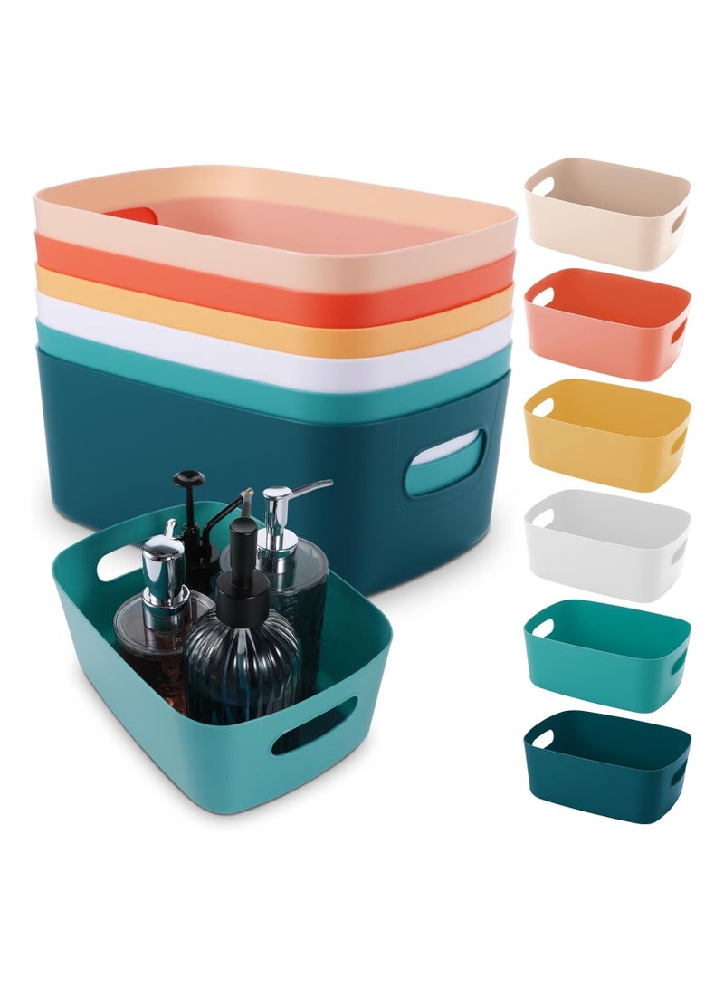 Homify 6 PCS Plastic Storage Basket, 24.5*18*10CM Kitchen Pantry Organizer and Storage, Multicolour Plastic Storage Containers Under Bed, Under Sink Bathroom Organizer - Image 1