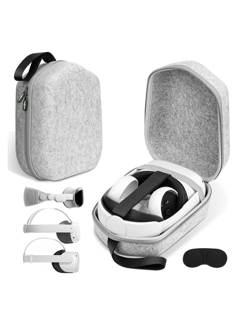 Hard carrying case compatible with Oculus Meta Quest 3/Quest 2/Vision Pro Original/Elite VR gaming headset and touch controller accessories for travel and home storage - Image 1
