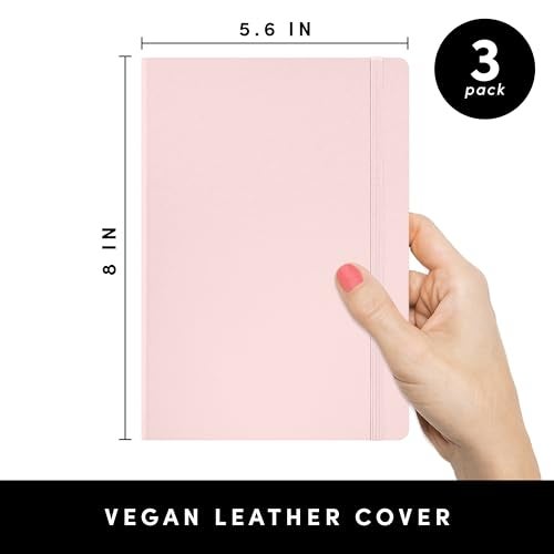 PAPERAGE Lined Journal Notebook, 3 Pack, (Blush), 160 Pages, Medium 5.6 in x 8 in - 100 GSM Thick Paper – Hardcover Journaling Notebook for Work, School & Note Taking - Image 2