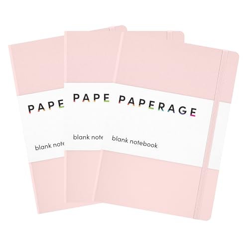PAPERAGE Lined Journal Notebook, 3 Pack, (Blush), 160 Pages, Medium 5.6 in x 8 in - 100 GSM Thick Paper – Hardcover Journaling Notebook for Work, School & Note Taking - Image 1