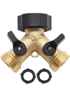 2-Way Y-type Hose Splitter Garden Hose Distributor Brass Hose Tap Adapter With 2 Valves