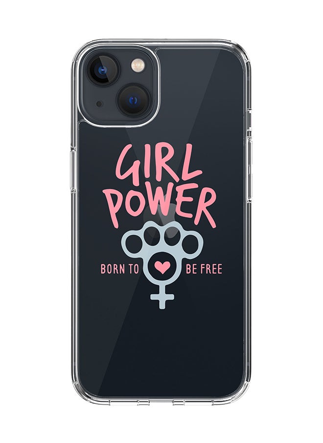 Stylizedd Classic Clear Case for Apple iPhone 14 Plus Case Hybrid Soft Cover Flexible Edges Anti Drop TPU PC Gel Thin Transparent Cover - Girl Power 