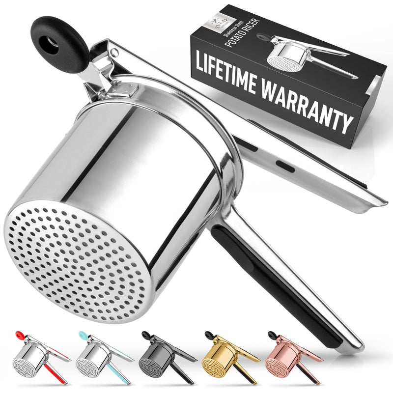 Zulay Kitchen Large 15oz Potato Ricer, Heavy Duty Stainless Steel Potato Masher and Ricer for Mashed Potatoes, Mashed Potato Masher & Potato Press Kitchen Gadget for Perfect Mashed Potatoes - Image 1