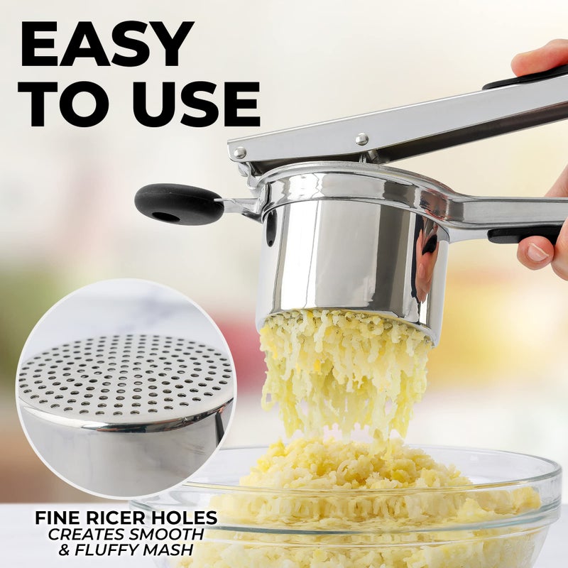 Zulay Kitchen Large 15oz Potato Ricer, Heavy Duty Stainless Steel Potato Masher and Ricer for Mashed Potatoes, Mashed Potato Masher & Potato Press Kitchen Gadget for Perfect Mashed Potatoes - Image 3