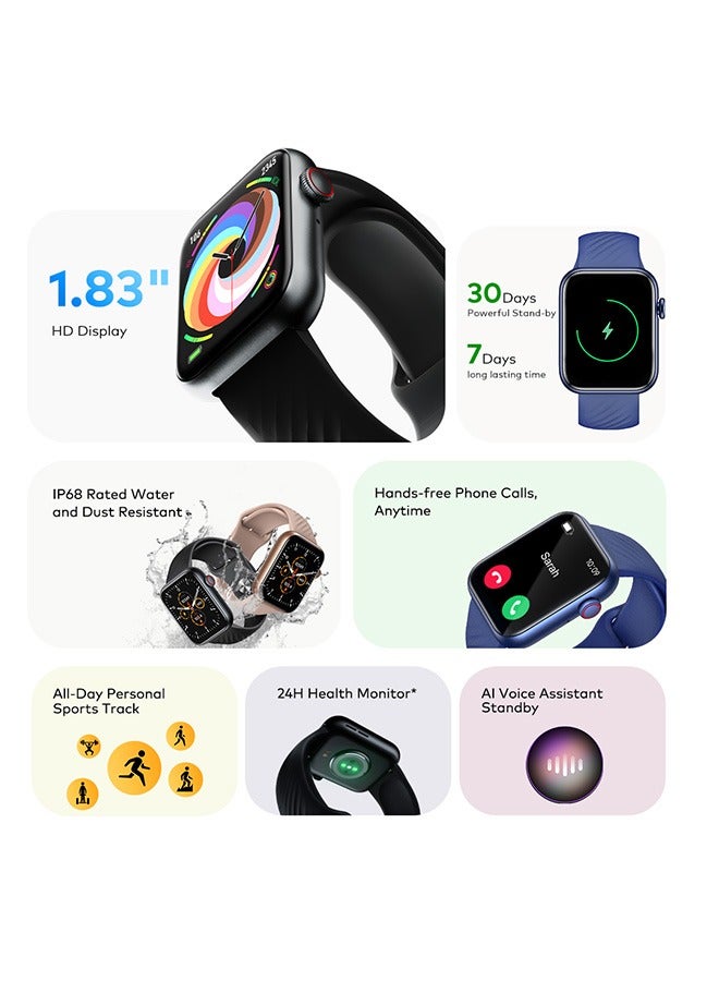 ITEL 220 mAh O11 Smartwatch - 1.83'' Display, IP68 Waterproof Black - Image 5
