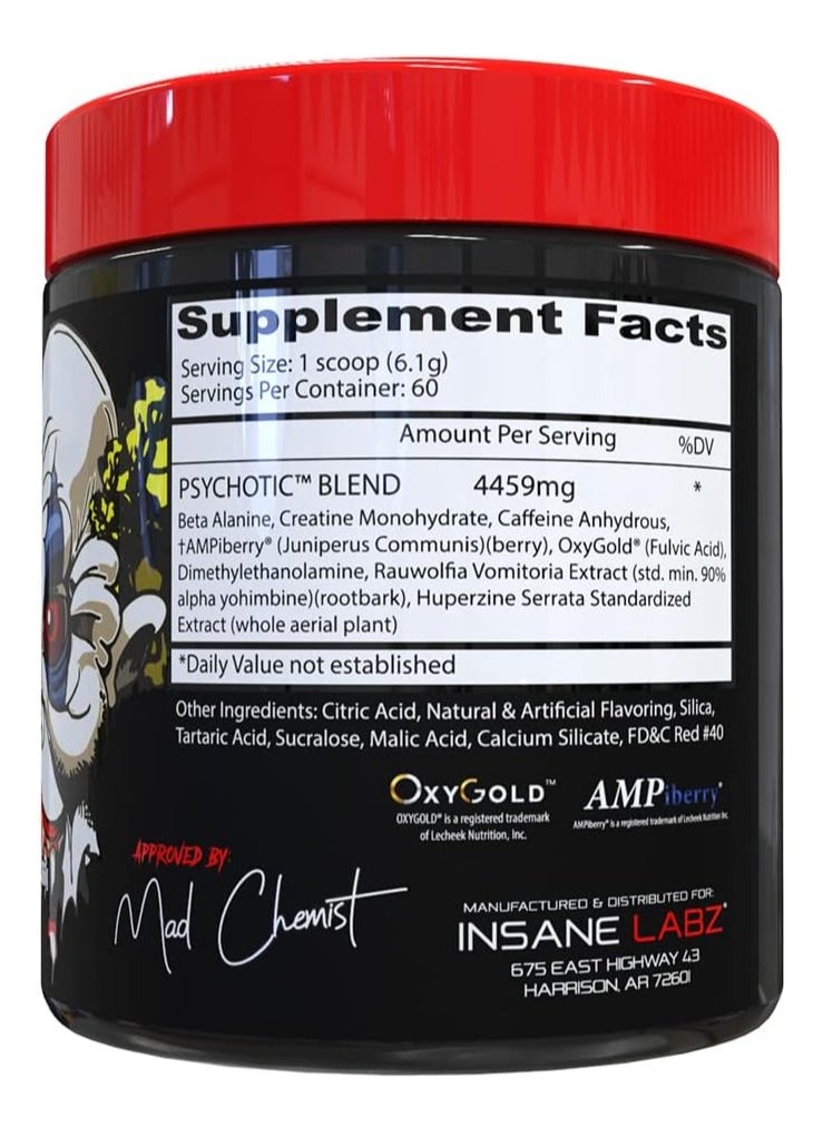Insane labz Insane Labz Psychotic, High Stimulant Pre Workout Powder, Extreme Lasting Energy, Focus and Endurance with Beta Alanine, Creatine Monohydrate DMAE, 60 Servings Watermelon  - Image 2