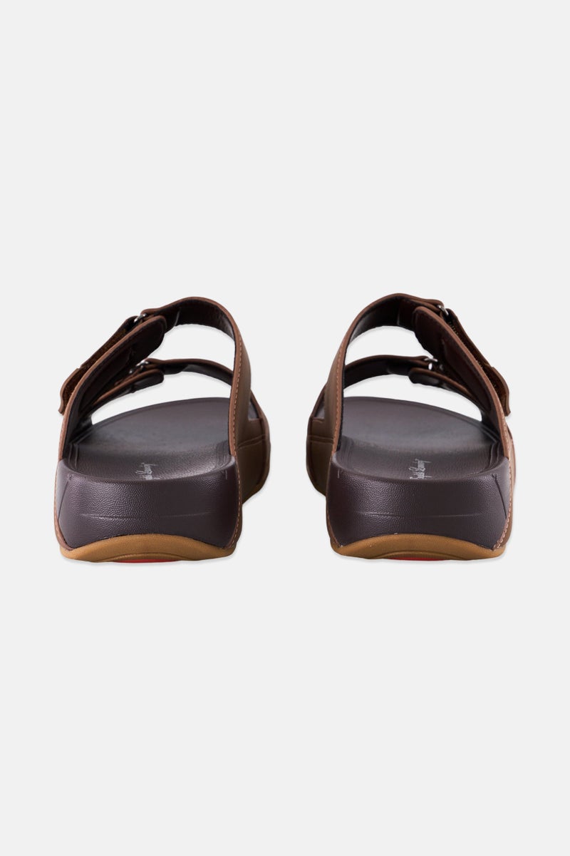 English Laundry Men 2 Strap Slip On Arabic Sandals, Dark Brown  - Image 2