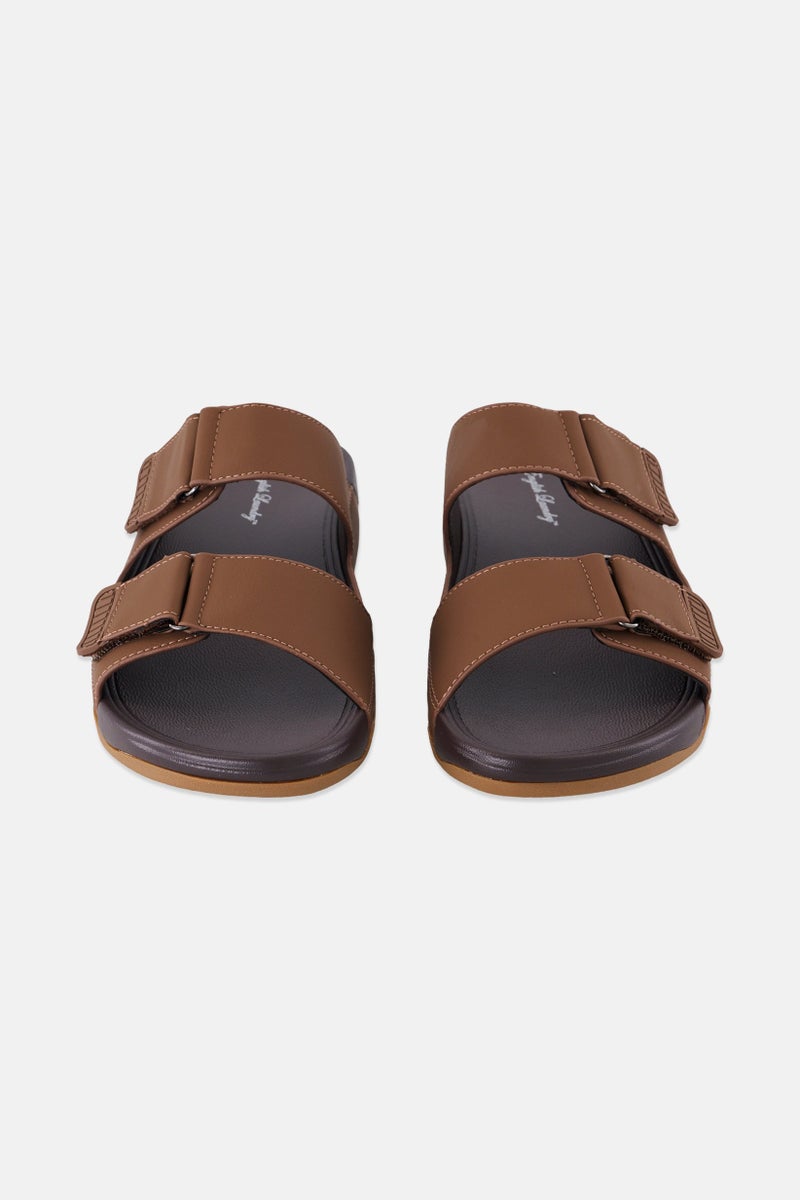 English Laundry Men 2 Strap Slip On Arabic Sandals, Dark Brown  - Image 4