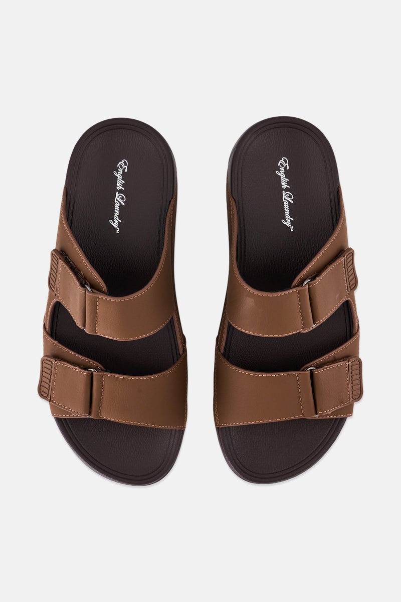 English Laundry Men 2 Strap Slip On Arabic Sandals, Dark Brown  - Image 3