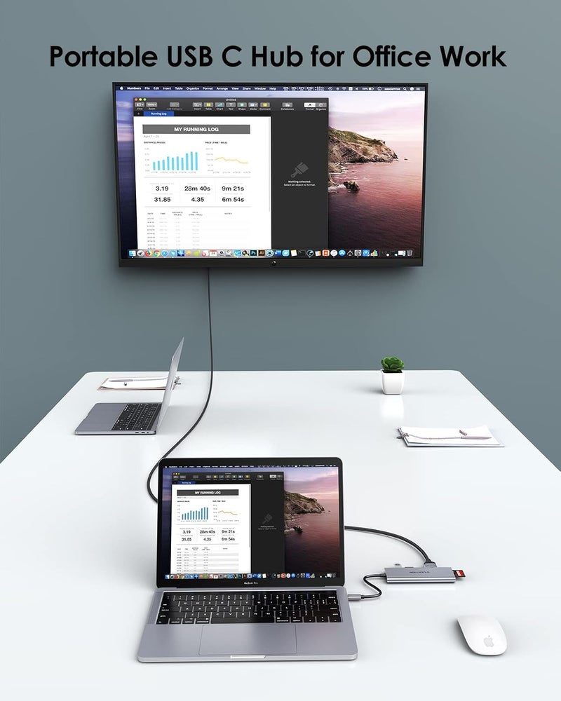 لينشن محور USB-C من LENTION مع منفذ HDMI بدقة 4K، 3 منافذ USB 3.0، قارئ بطاقات SD، متوافق مع MacBook Pro 13-16 (2025-2016)، iPad Pro/MacBook Air/Surface، محول متعدد المنافذ بثبات تشغيل (CB-C34، رمادي) - Image 4