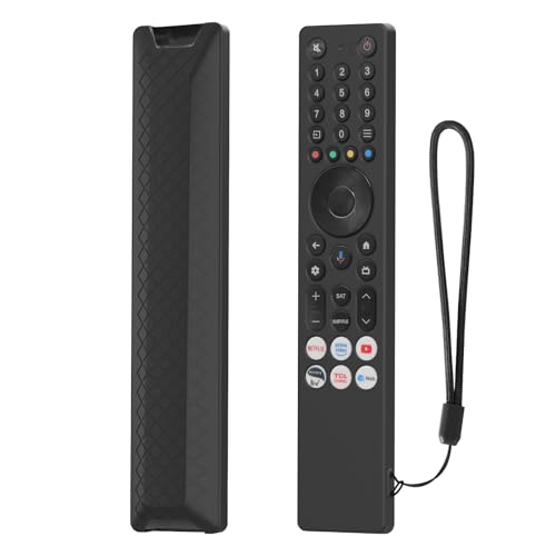RAYA Silicone Remote Cover Compatible with TCL TV Remote 2025 Model TCL V6C /TCL T6C /TCL P7K /TCL Q6CS /TCL T89C Series QLED TV Remote Case with Lanyard [Remote NOT Included] (Black) - Image 1