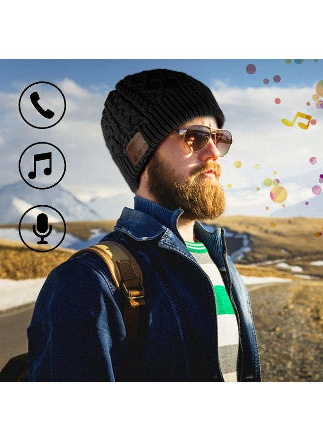 BGJOY Wireless Beanie Headphone Hat For Women Winter Warm Headset Hats Cap Music Beanie With Headphones Built-In Stereo Speakers Mic For Outdoors Sports Running Skiing Woman Men Teenagers Her Him Black - Image 2