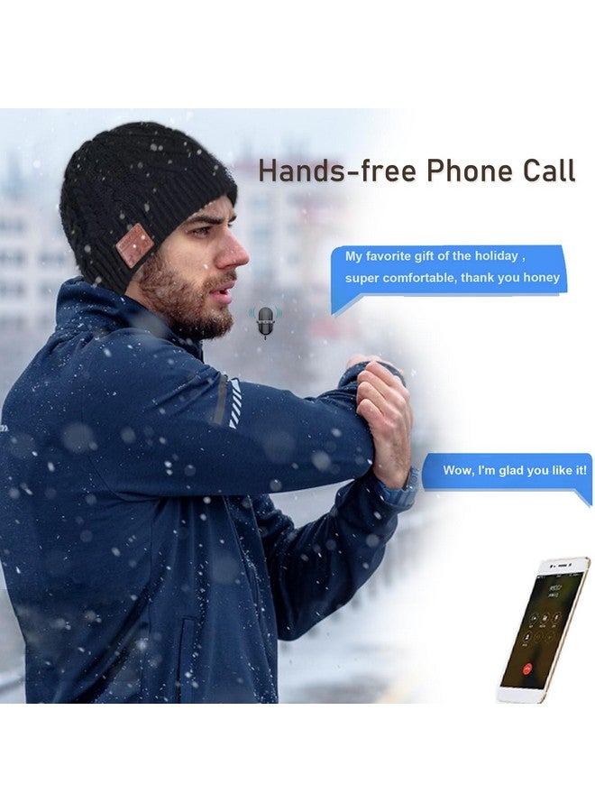 BGJOY Wireless Beanie Headphone Hat For Women Winter Warm Headset Hats Cap Music Beanie With Headphones Built-In Stereo Speakers Mic For Outdoors Sports Running Skiing Woman Men Teenagers Her Him Black - Image 3