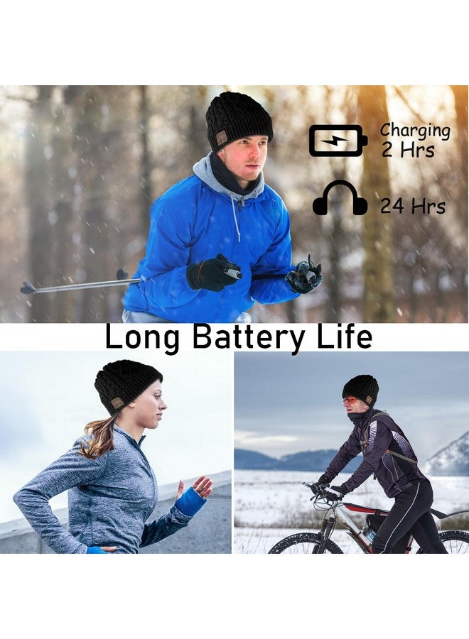 BGJOY Wireless Beanie Headphone Hat For Women Winter Warm Headset Hats Cap Music Beanie With Headphones Built-In Stereo Speakers Mic For Outdoors Sports Running Skiing Woman Men Teenagers Her Him Black - Image 4