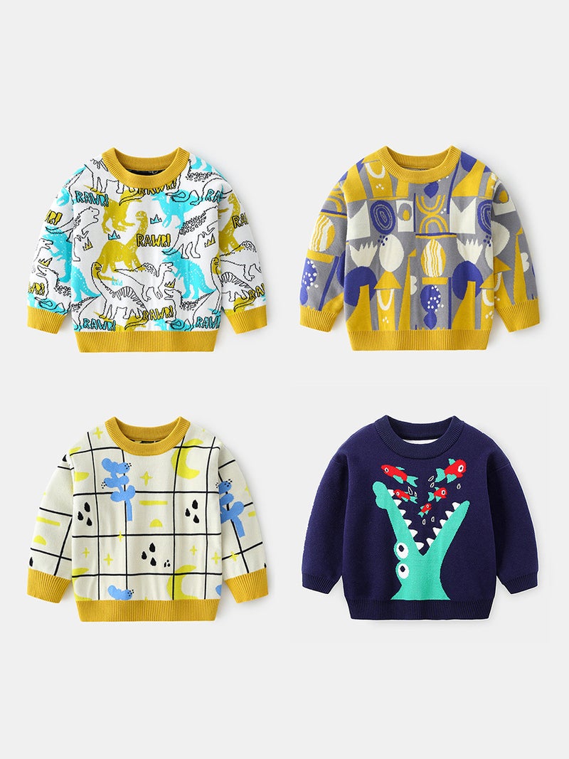Children'S Western Style Sweater 2025 Autumn New Boys And Girls Korean Style Handsome Knitted Cartoon Tops Children'S Clothing - Image 2