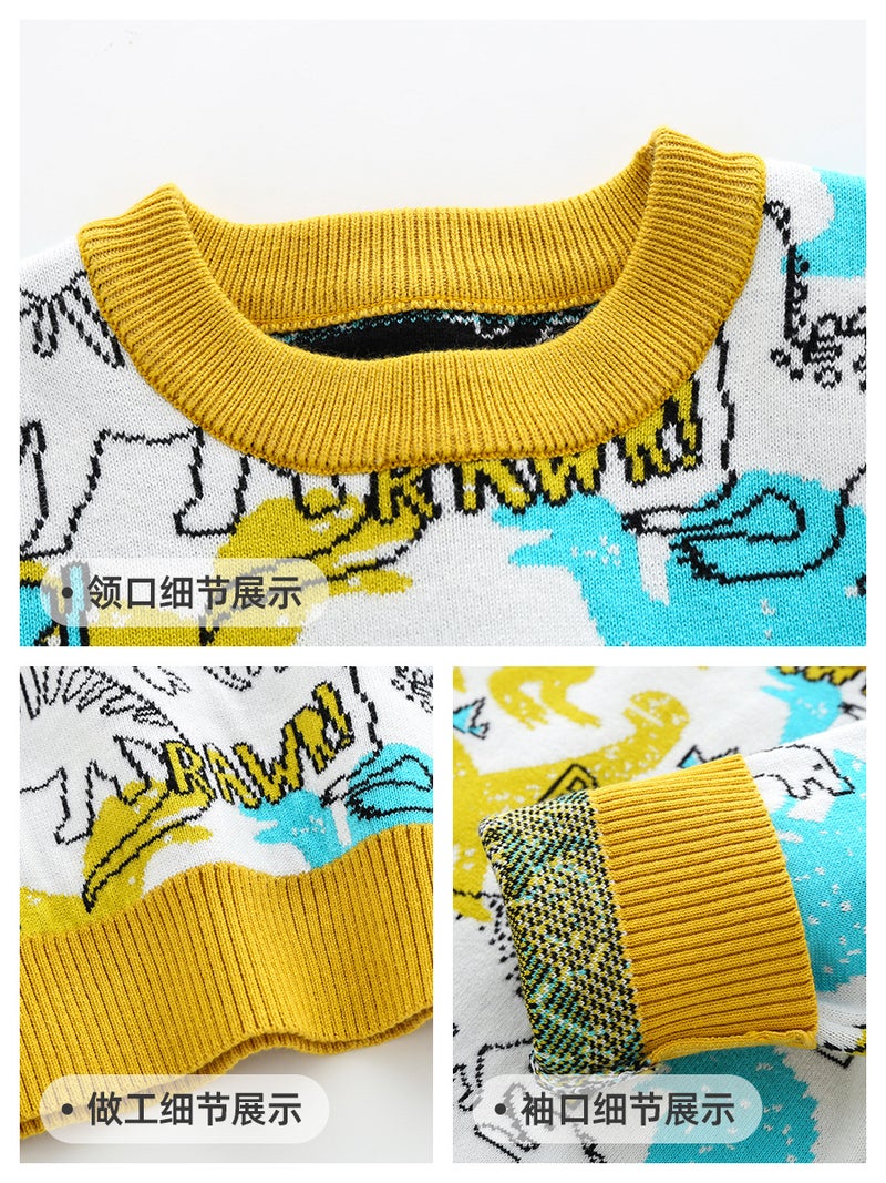 Children'S Western Style Sweater 2025 Autumn New Boys And Girls Korean Style Handsome Knitted Cartoon Tops Children'S Clothing - Image 5