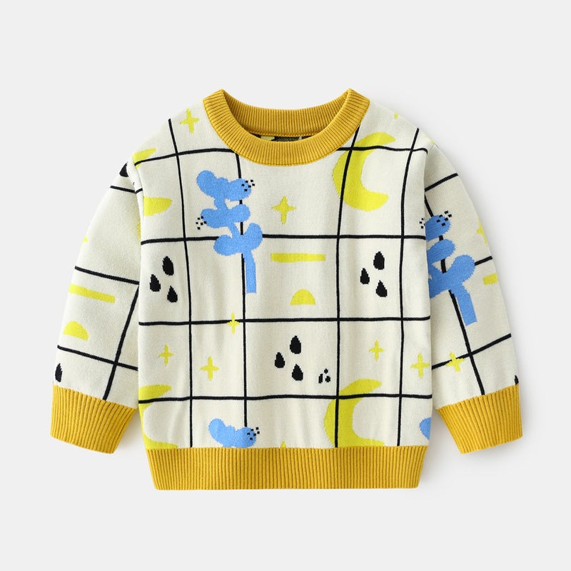 Children'S Western Style Sweater 2025 Autumn New Boys And Girls Korean Style Handsome Knitted Cartoon Tops Children'S Clothing - Image 1