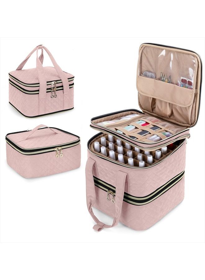 YARWO Nail Polish Organizer Case Holds 72 Bottles (15ml/0.5 fl.oz), Detachable Storage Bag for Nail Polishes and Nail Art Tools, Dusty Rose (Bag Only, Patent Pending) - Image 1