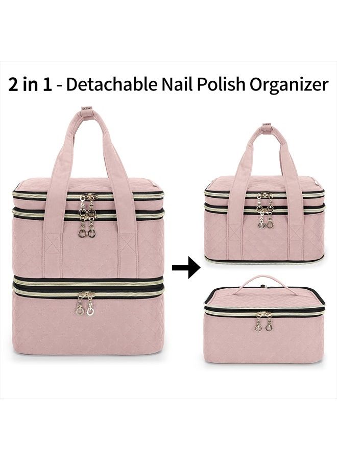 YARWO Nail Polish Organizer Case Holds 72 Bottles (15ml/0.5 fl.oz), Detachable Storage Bag for Nail Polishes and Nail Art Tools, Dusty Rose (Bag Only, Patent Pending) - Image 2