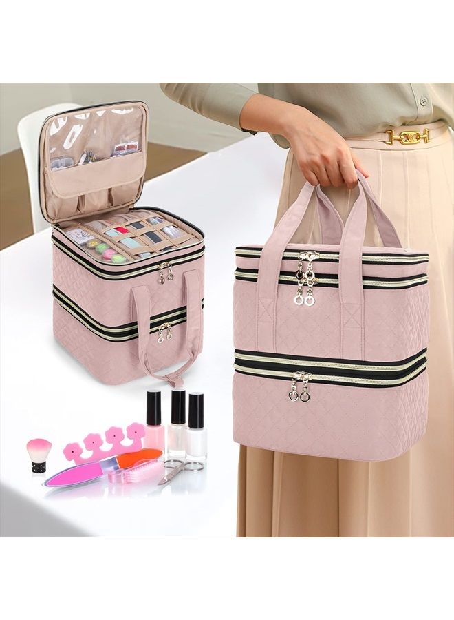 YARWO Nail Polish Organizer Case Holds 72 Bottles (15ml/0.5 fl.oz), Detachable Storage Bag for Nail Polishes and Nail Art Tools, Dusty Rose (Bag Only, Patent Pending) - Image 5