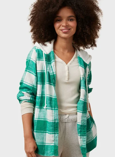 American Eagle Checked Hoodie