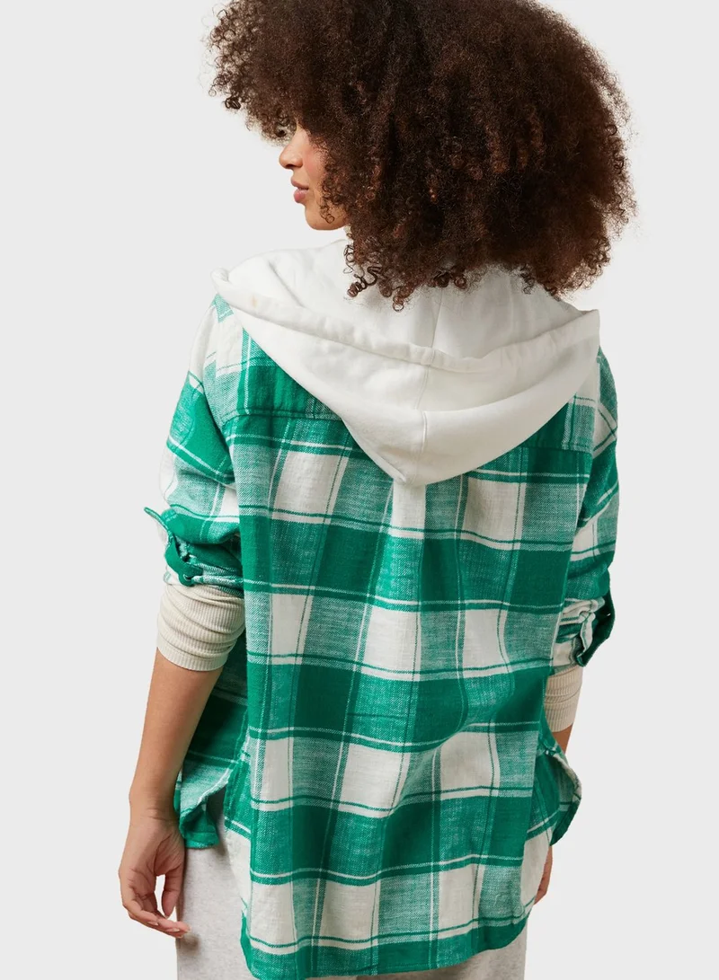 American Eagle Checked Hoodie