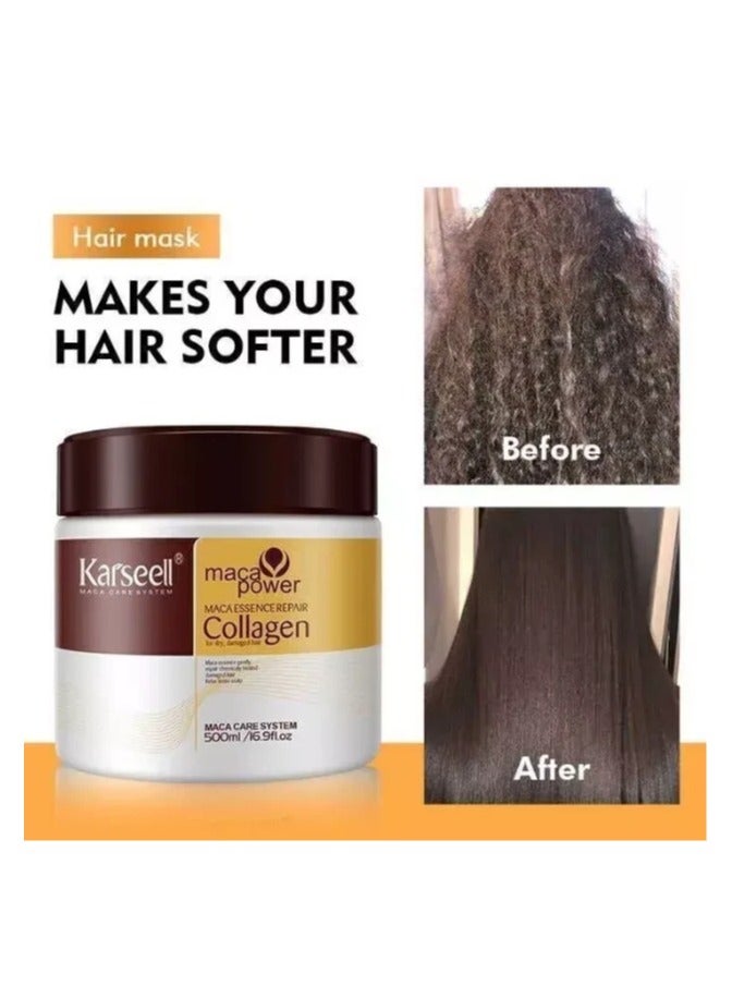 Karseell Collagen Hair Mask for Deep Repair, Intense Hydration, Dry and Damaged Hair, Eliminates Frizz, All Hair Types 500 ml - Image 3