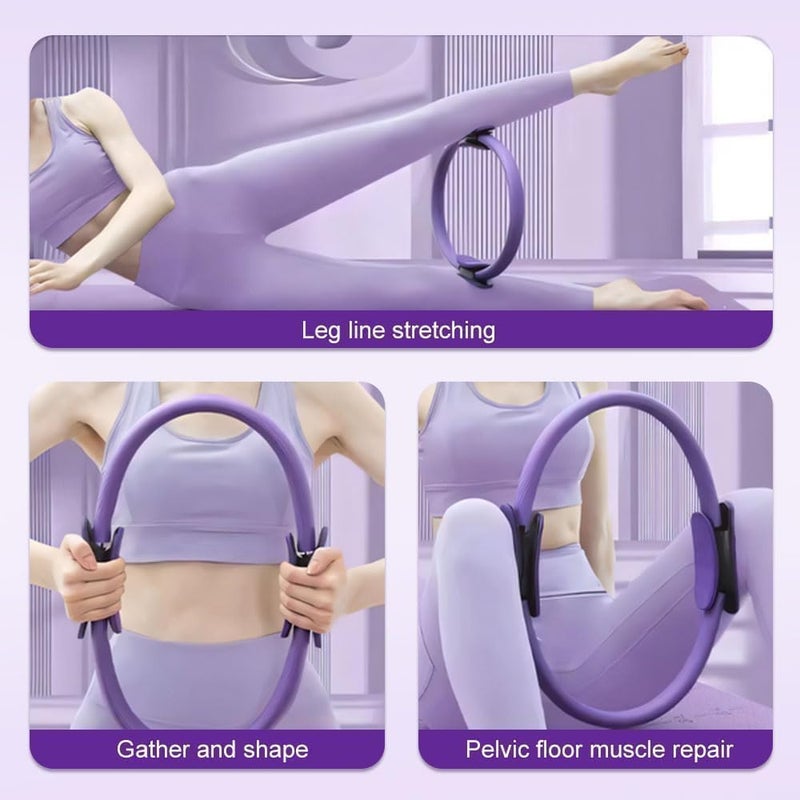 Zipron حلقة يوغا - حلقة بيلاتس لتمارين الجسم الكامل لتقوية العضلات والتمدد والاسترخاء - حلقة يوغا بيلاتس خفيفة الوزن للتمارين في المنزل والصالة الرياضية - Image 4