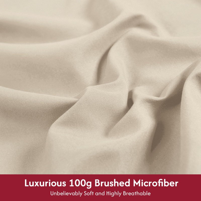LONAVA Twin XL Size Sheet Set - 4 Piece Hotel Luxury Wrinkle-Free Microfiber Sheet  Oeko-TEX Certified  Breathable & Elastic  16"" Deep Pockets  Beige - Image 2