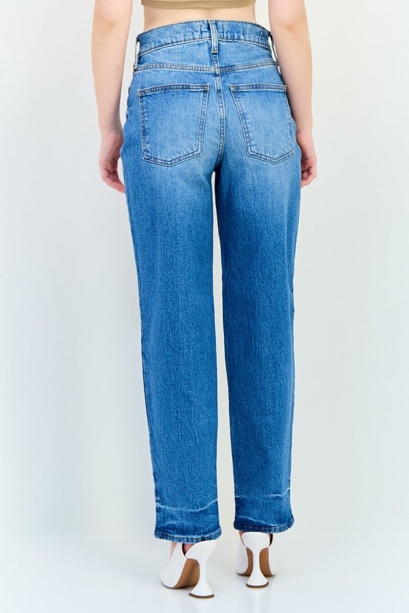 Universal Thread Women Straight Fit Mid Rise Long Inseam Stretchable Jeans, Blue - Image 3
