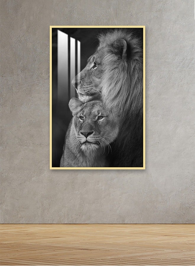 Marktna Decorative Wall Art Painting 120X80Cm With A Lion Design Black Frame And A Transparent Acrylic Layer 0.5Kg - Image 1