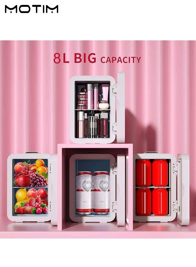 Motim 8 Liter Cooler and Warmer Mini Fridge for Skin Care, Cosmetics, Food, Portable Car Cosmetic Refrigerator, Double-layer Fridge, Great for Bedroom, Office, Car, Dorm - Image 3