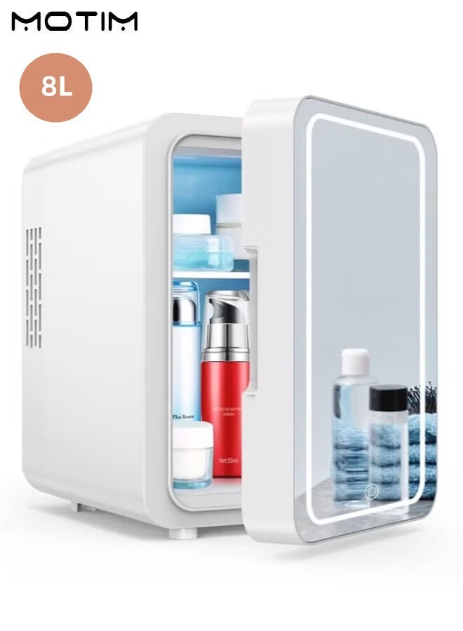 Motim 8 Liter Cooler and Warmer Mini Fridge for Skin Care, Cosmetics, Food, Portable Car Cosmetic Refrigerator, Double-layer Fridge, Great for Bedroom, Office, Car, Dorm - Image 1