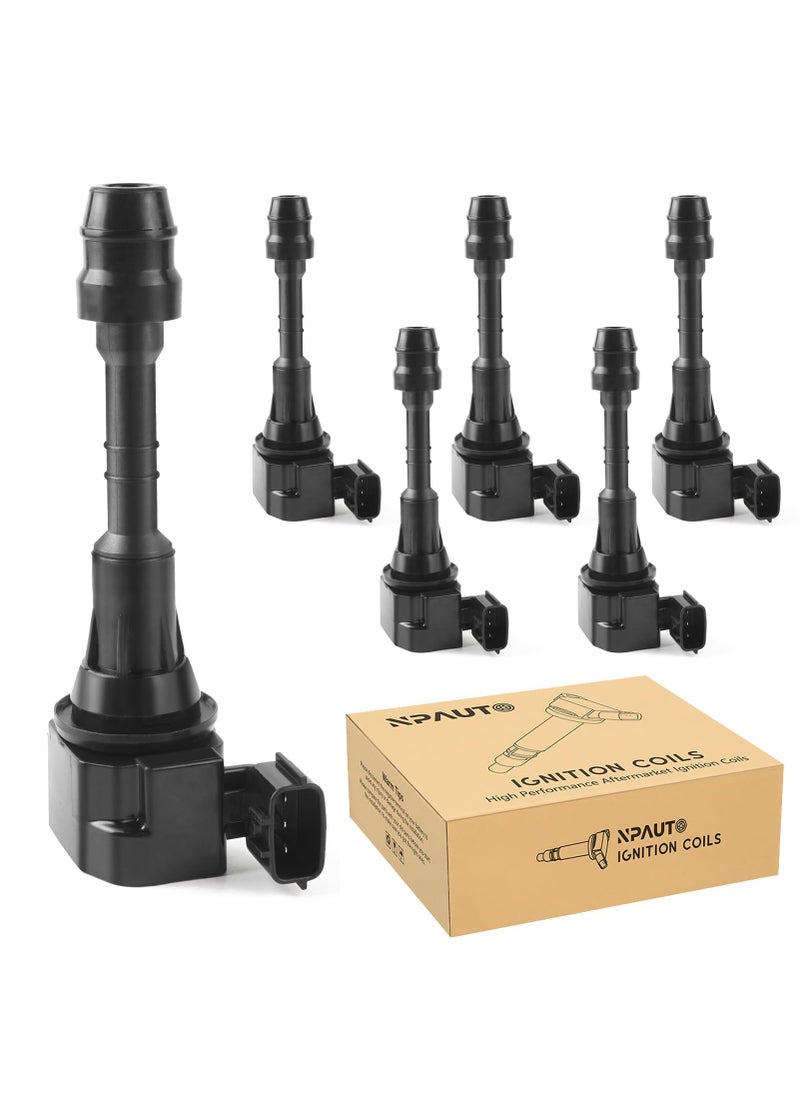 NPAUTO Ignition Coil Pack Replacement for V6 3.5 4.0 2002 2003 2004 2005 2006 2007 2008 Nissan Maxima Pathfinder Altima Frontier Murano Quest Xterra 02-04 Infiniti I35 QX4, UF349 C1406, Set of 6  - Image 1