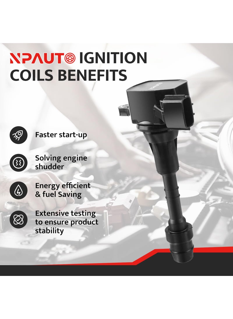 NPAUTO Ignition Coil Pack Replacement for V6 3.5 4.0 2002 2003 2004 2005 2006 2007 2008 Nissan Maxima Pathfinder Altima Frontier Murano Quest Xterra 02-04 Infiniti I35 QX4, UF349 C1406, Set of 6  - Image 2