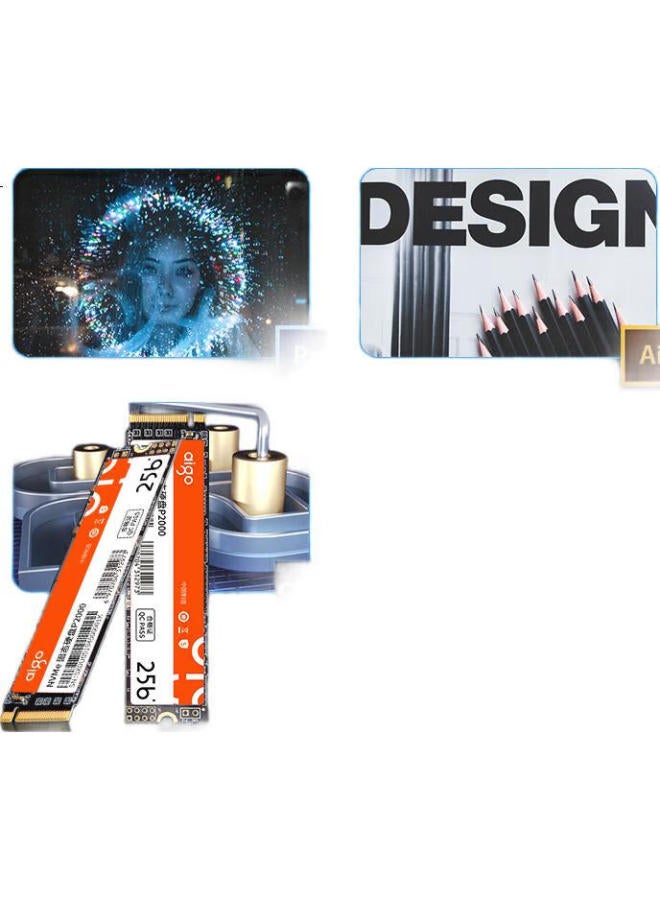 aigo Aigo 256Gb Ssd, M.2 Interface, Nvme Protocol Pcie 3.0, Selected Chips, Compatible With Laptops And Desktops, Read Speed 1700Mb/S, P2000 - Image 1