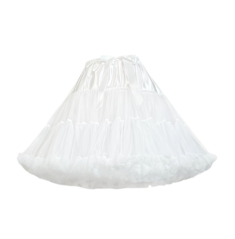 baotongle Women's Petticoat Skirts Tulle Underskirts Puffy Chiffon Half Slips Fluffy Ballet Dress for Women (US, Alpha, One Size, Regular, Short, Standard, White) - Image 1
