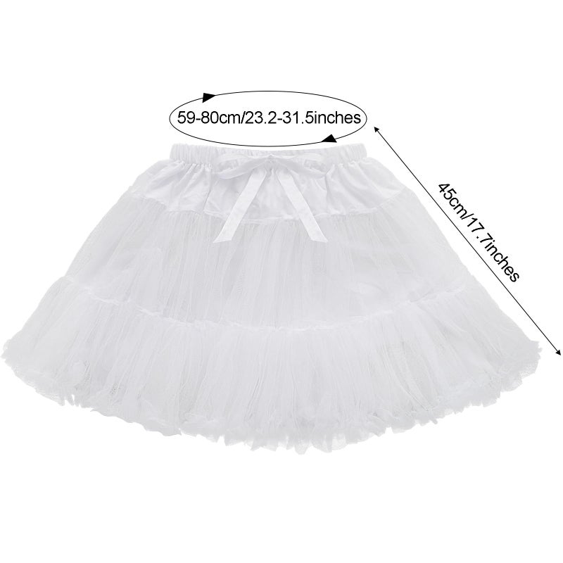 baotongle Women's Petticoat Skirts Tulle Underskirts Puffy Chiffon Half Slips Fluffy Ballet Dress for Women (US, Alpha, One Size, Regular, Short, Standard, White) - Image 4