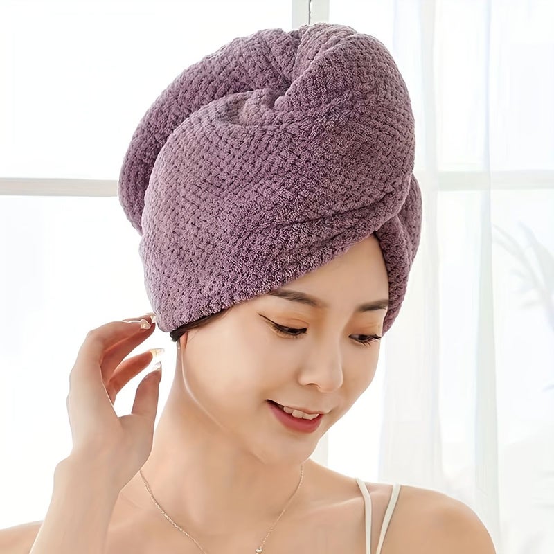 Personalized Custom Name Hair Drying Cap Super Absorbent Quick Dry Thickened Head Wrap For Women Sauce Purple - Image 4
