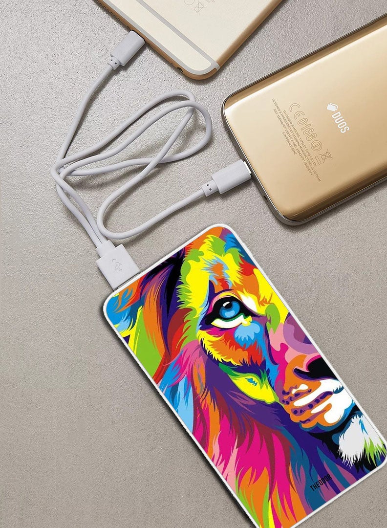 Theodor 10,000 mAh Super Fast Charging Ultra Compact Power Bank with Quick Charge & Power Delivery, Portable Charger For iPhone and Android Half Lion Art - Image 2