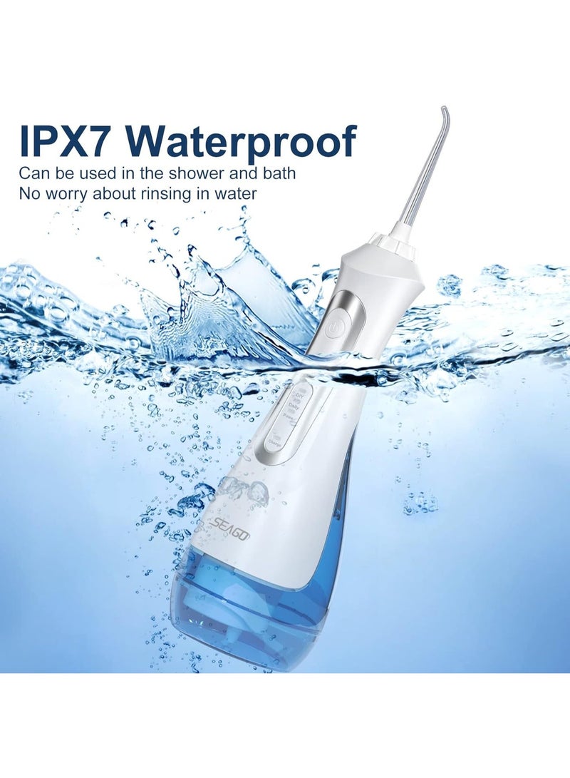سيجو جهاز تنظيف الأسنان المائي Seago مزود بثلاثة أوضاع، منظف أسنان لاسلكي بالماء مع 5 رؤوس نفاثة، مقاوم للماء بمعيار IPX7، قابل لإعادة الشحن، محمول، قوي، مناسب للسفر والاستخدام المنزلي مع تقويم الأسنان. - Image 3