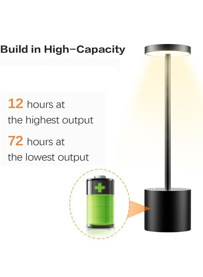 Cordless Table Lamps USB Rechargeable Simplicity Desk Lamp Built-in 1800mAh Battery LED Battery Operated lamp with Touch Control Table lamp Bedroom Desk Reading Patio(Black) - Image 2