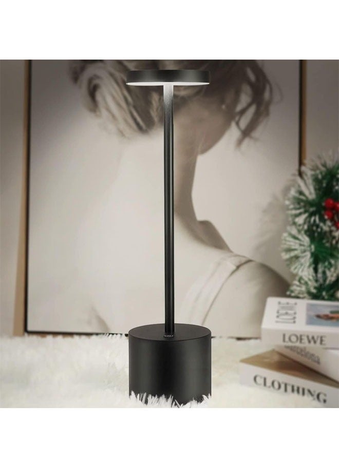 Cordless Table Lamps USB Rechargeable Simplicity Desk Lamp Built-in 1800mAh Battery LED Battery Operated lamp with Touch Control Table lamp Bedroom Desk Reading Patio(Black) - Image 1